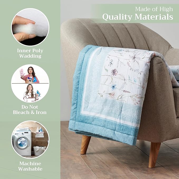 Maison d' Hermine Throw Blanket for Couch Lightweight Soft Warm Breathable Cotton Throw Blankets for Bed Girls Boys Women Men Gifts Sofa Travel Living Room Chair Bedding (50"x60", Ice Florals)