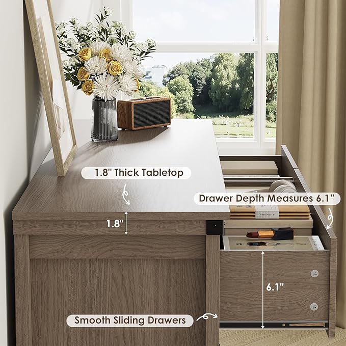 Farmhouse 7 Drawer Dresser for Bedroom, 51" Wide Chest of Drawers, Wooden Dresser TV Stand, Storage Dressers Organizer for Bedroom, Living Room, Hallway, Light Rustic Oak