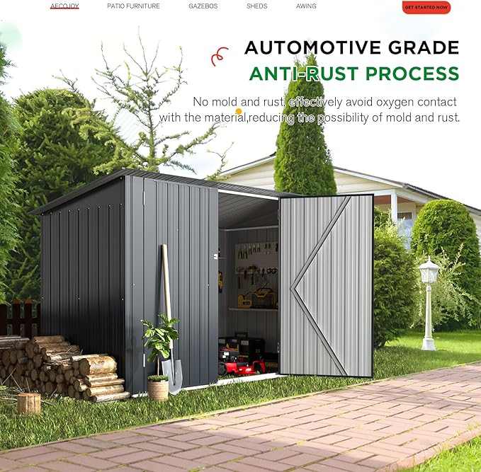 AECOJOY 7x3 Storage Shed, Lean to Bike Sheds & Outdoor Storage Clearance, 3x7 Storage Metal Garden Sheds, Small Metal Outdoor Storage Cabinet Weatherproof for Bikes in Dark Grey
