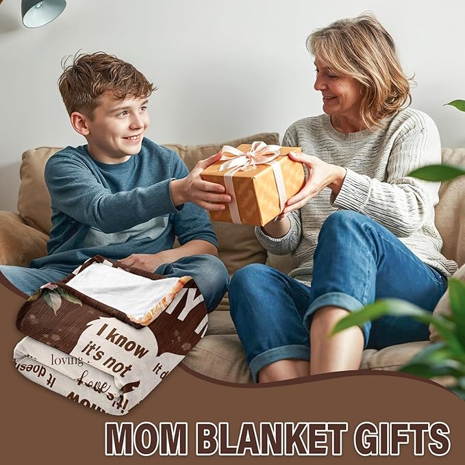 Gifts for Mom from Son, I Love You Mom Blanket, Gifts for Mothers Day, Soft Flannel Blanket for Mother for Birthday Mothers Day 50" x 60"