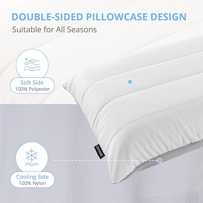Cooling Memory Foam Pillow for Sleeping, Neck Pillow for Side, Back, Stomach Sleepers, Bed Pillow for Neck Pain Relief, Two-Sided Washable Reversible Cover, Standard Size (1 Pack, 5'')
