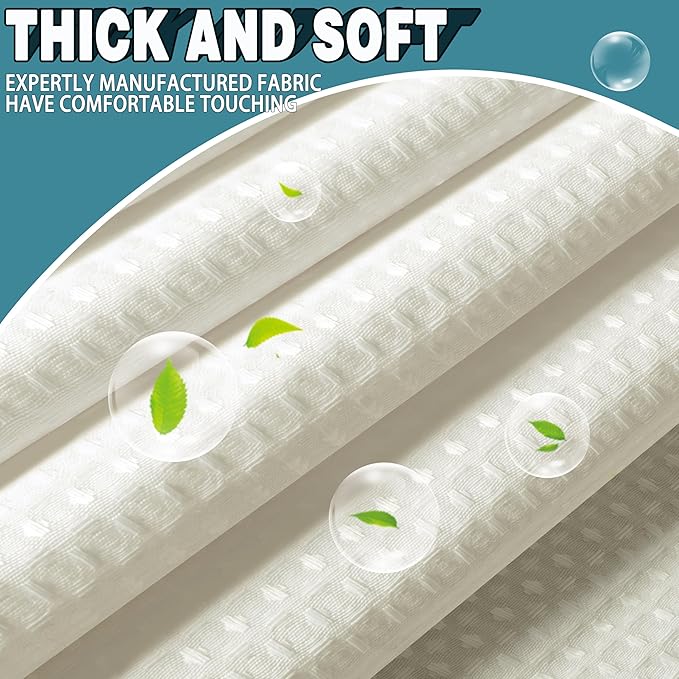 Conbo Mio Stall No Hook Waffle Weave Shower Curtain with Snap in Liner Set, Hotel Luxury Beige Shower Curtains for Bathroom with See Through Top Window, Waterproof, Washable 36W x 74H