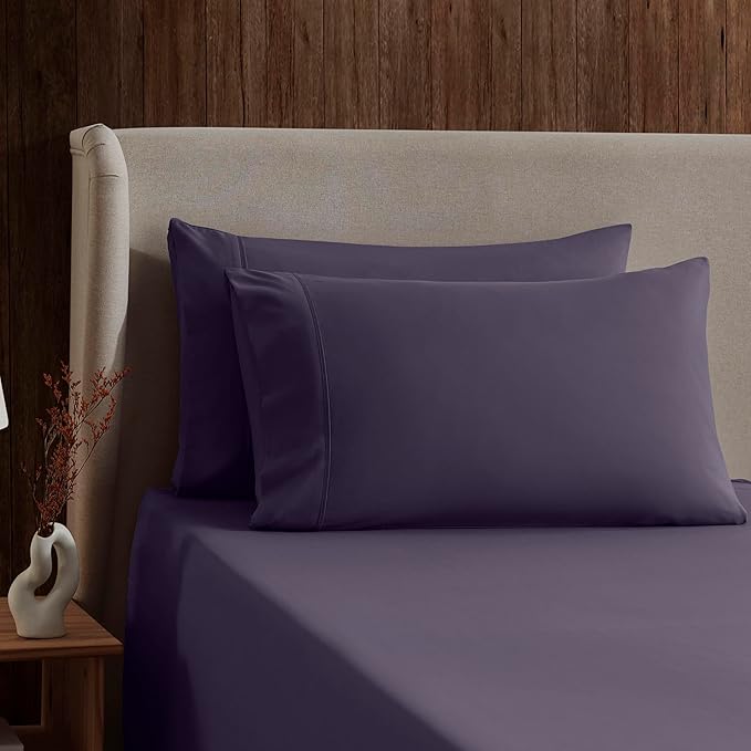 Nestl California King Sheet Set - 1800 Ultra-Soft Microfiber Cal King Bed Sheets - Double Brushed - Deep Pockets - Easy Fit - 4 Piece Set - Bed Sheets (California King, Purple)
