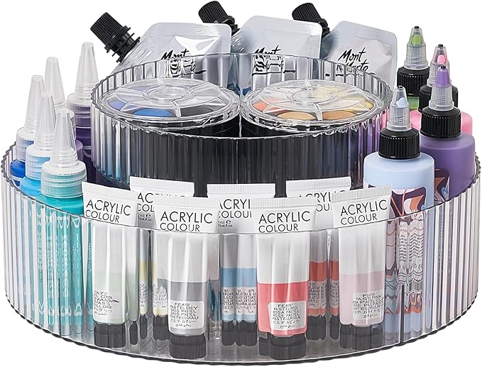 vacane Plastic Lazy Susan Organizer,2 Tier Rotating Storage Turntable for Cabinet Clear Spice Rack,Makeup Spinning Organizer,Countertop Organizer for Kitchen,Pantry,Bathroom,Office