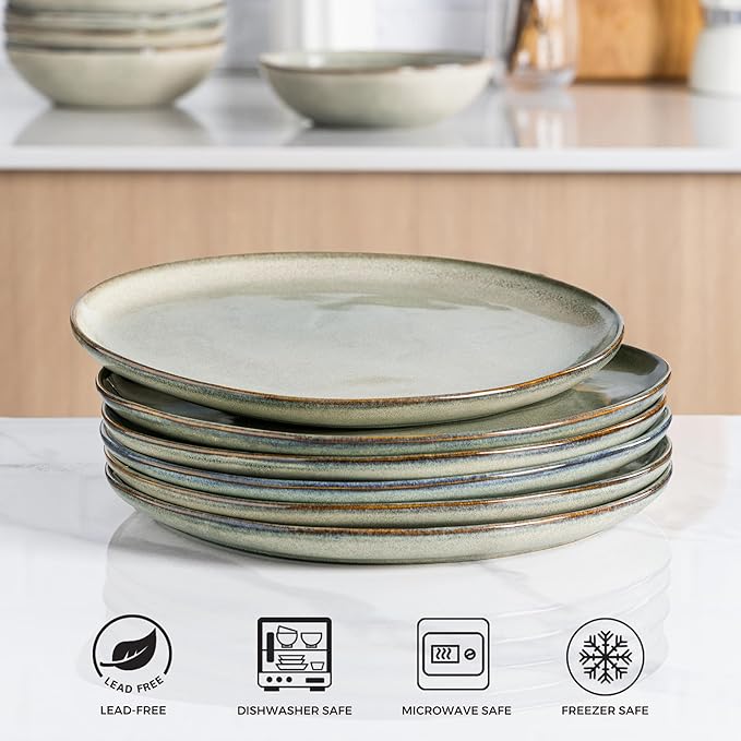 AmorArc Ceramic Dinnerware Sets,Handmade Reactive Glaze Stoneware Plates and Bowls Set,Highly Scratch Resistant | Dishwasher & Microwave Safe Dishes Set,Service for 4 (12pc)