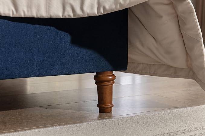 GDFStudio Tall Headboard Upholstered Bed,Queen Size Platform Bed Frame with Headboard Nailhead Trim Wingback,54" High No Box Spring Needed Easy Assembly Traditional Hand Buttoned Tufting Blue Velvet