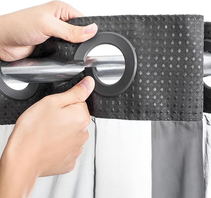 River Dream Heavyweight No Hooks Required Dotted Waffle Weave Shower Curtain with Snap in Liner - 71W x 74H,Hotel Grade,Spa Like Bath Curtain,Graphite Grey