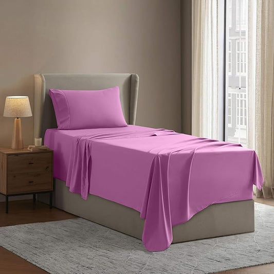 Nestl Twin Sheet Set - 1800 Ultra-Soft Microfiber Twin Bed Sheets - Double Brushed - Deep Pockets - Easy Fit - Extra Soft - 3 Piece Set - Bedding Sheets & Pillowcases (Twin, Light Pink)