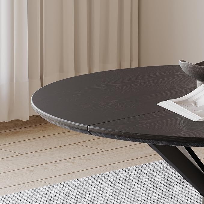 46.4" Round Dining Table, Mid Century Modern Round Dining Room Table for 4-6 with Metal Legs, Easy Assembly Coffee Table, Space-Saving Design for Kitchen and Dining Room