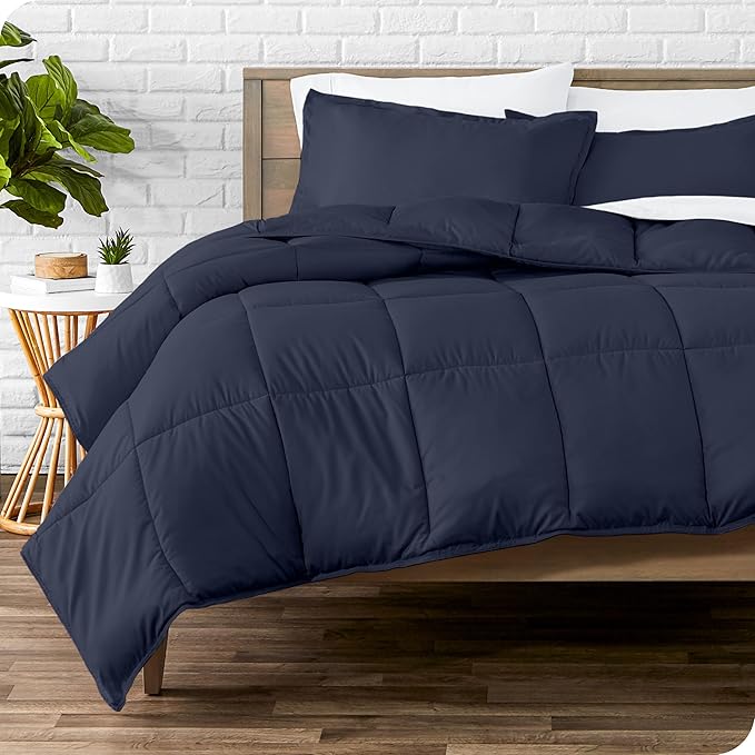 Bare Home Comforter Set - King/California King Size - Ultra-Soft - Goose Down Alternative - Premium 1800 Series - All Season Warmth (King/Cal King, Midnight Blue)