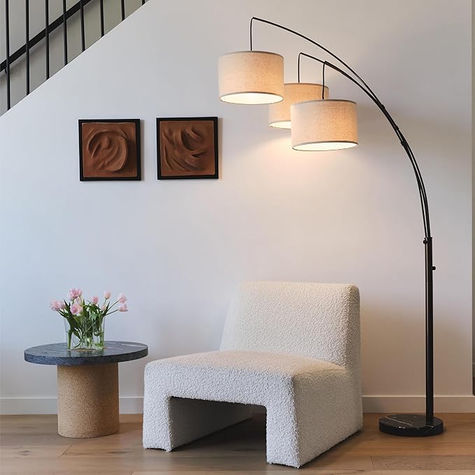 Brightech Trilage Arc Floor Lamp for Living Room, Multi Head Tree Floor Lamp for Bedroom, 3 Lights Standing Lamps Hanging Over The Couch - Oil Rubbed Bronze