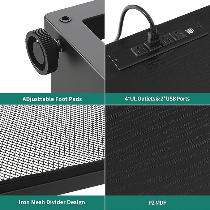 YITAHOME TV Stand for up to 70-inch TVs, Modern Black TV Stands for Living Room w/Power Outlets,LED Entertainment Center with Storage, TV Media Console Cabinet, Black