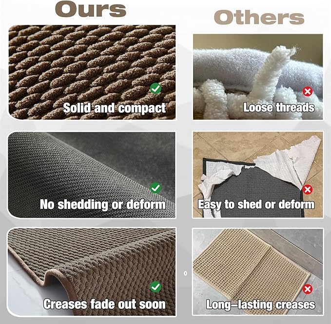 Bathroom Rugs Non Slip Washable, Super Absorbent Thin Bath Mat Small Quick Dry Low Pile Bathroom Rug, Brown 16"x24"