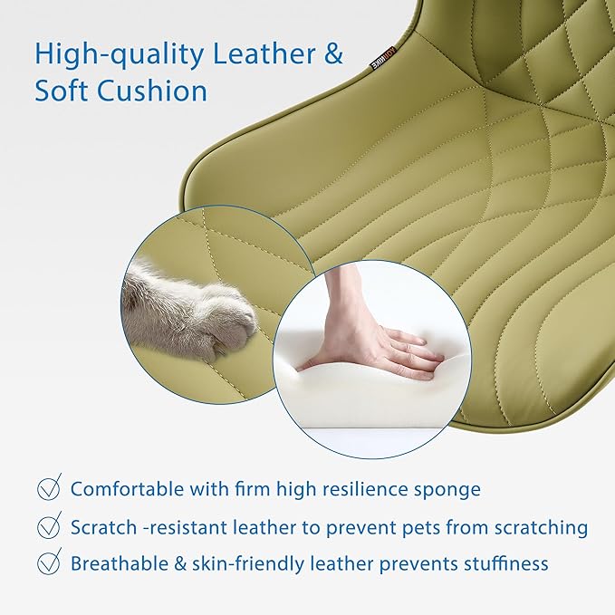 YOUNIKE Office Chair, Armless Desk Chair with Wheels, Home Office Computer Task Chairs, Modern Faux Leather Padded Vanity Chair, Adjustable Swivel Rolling Chairs with Back, Avocado Green