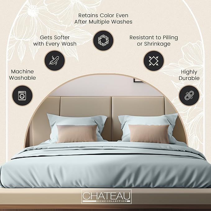 300 Thread Count 100% Organic Cotton Twin Bed Sheets Set,15" Deep Pocket Light Blue Sheets Twin, Soft & Comfy Machine Washable Luxury Blue Bedding, No Pilling & Shrinkage Fade Resistant Premium Cotton