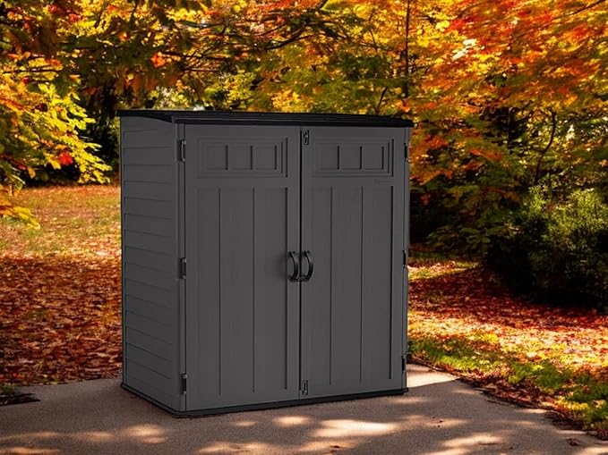 Outdoor Storage Shed, Extra Large Vertical, 6' x 4', Dark Gray