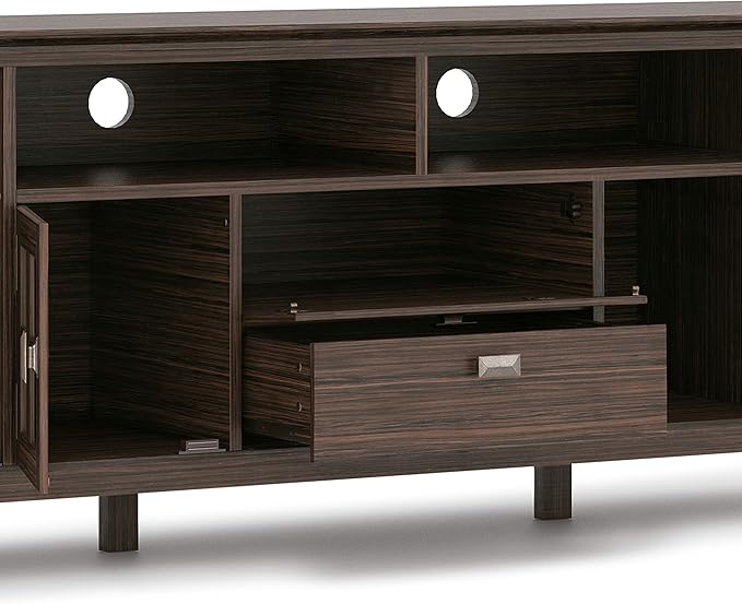 SIMPLIHOME Artisan SOLID WOOD 72 inch Wide Transitional TV Media Stand in Farmhouse Brown For TVs up to 80 inches for the Living Room and Entertainment Center