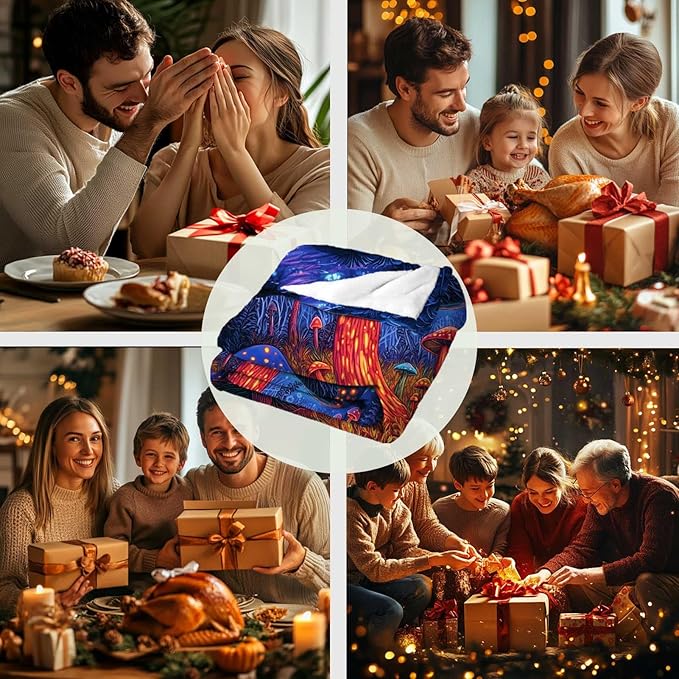 Mushroom Blanket Throw, Mushroom Gifts for Women and Men, Soft Lightweight Fleece for Bedroom, Living Room, and Decor, 50x60 Inches