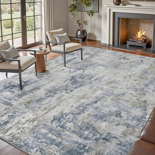 tchdio Area Rug 5x7 Rugs for Living Room- Abstract Soft Living Room Rug-Non Slip Carpet-Machine Washable Rug for Bedroom Dining Room Home Office Modern Rugs Light Grey/Brown/Beige