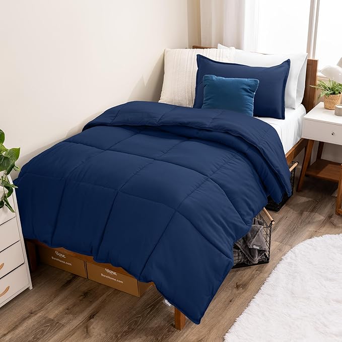 Bare Home Comforter Set - Ultra-Soft - Goose Down Alternative - Premium 1800 Series - All Season Warmth (Twin/Twin XL, Dark Blue)