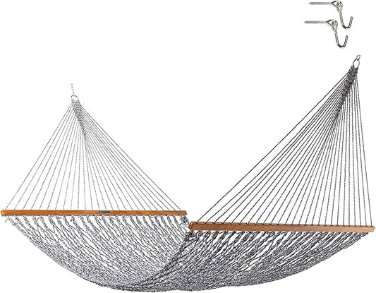 Original Pawleys Island 15DCOTNV Presidential Navy Oatmeal Heirloom Tweed DURACORD Rope Hammock w/Extension Chains & Tree Hooks, Handcrafted in The USA, 450 LB Weight Capacity, 13 ft. x 65 in.
