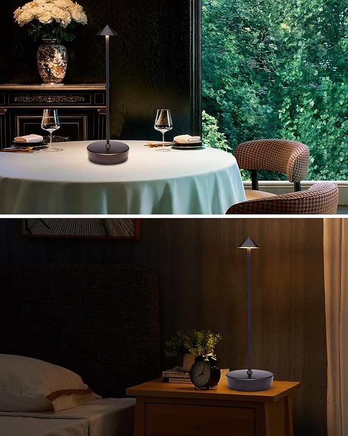 Cordless Led Table Desk Lamp 2 Pack, 7000mAh Battery Outdoor Table Light Waterproof for Restaurant Patio Camping Home Decor, USB-A Output, Brightness Memory, Dimmable