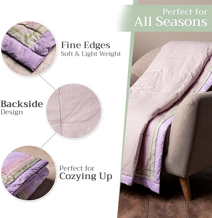 Maison d' Hermine Throw Blanket for Couch Lightweight Soft Warm Breathable Cotton Throw Blankets for Bed Girls Boys Women Men Gifts Sofa Travel Living Room Chair Bedding (60"x80", Magnolia Mornings)