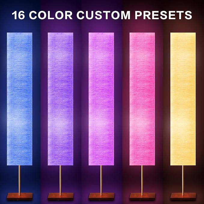 GyroVu 65“ Floor Lamp for Living Room, RGB Color Changing-2700K-6000K Corner Floor Lamp Standing Lamp for Living Room, Tall lamp with Remote Control for Bedroom, Office Beige(Bulbs Included)