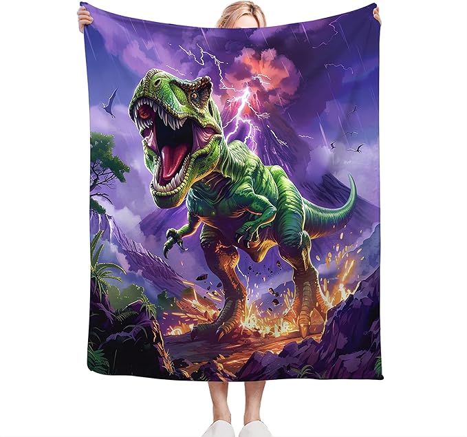 Dinosaur Blanket T-Rex Throw Blanket Dinosaur Gifts and Decor Funny Dinosaur Blanket for Boys Girls Women Men Kids Adults Soft Warm Cozy Fleece Blanket for Couch Sofa Bed 50"x40"