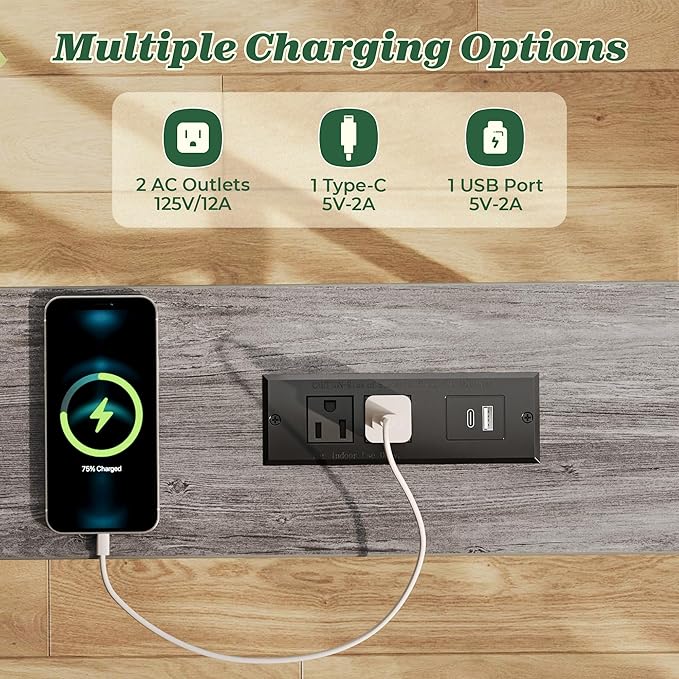 SUPERJARE 5.9 Inch Console Table with Outlet, Sofa Table, Behind Couch Table, 5.9 x 39.4 x 29.1 Inches, Metal Frame, Charging Station, Charcoal Grey