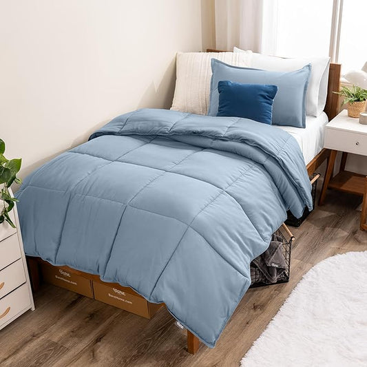 Bare Home Comforter Set - Twin/Twin Extra Long Size - Ultra-Soft - Goose Down Alternative - Premium 1800 Series - All Season Warmth (Twin/Twin XL, Dusty Blue)