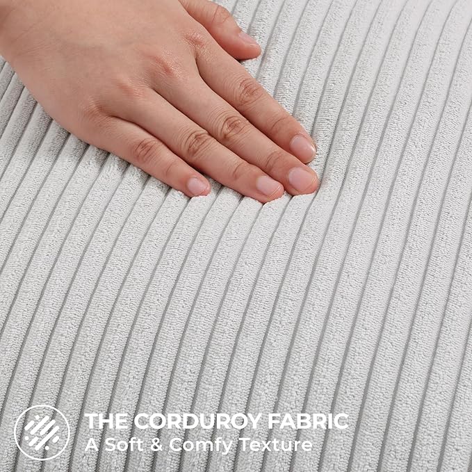 Mecatny Corduroy Decorative Throw Pillow Covers 22x22 Set of 2 for Sofa Living Room, Soft Neutral Boho Couch Pillow Covers for Home Decor, Grey