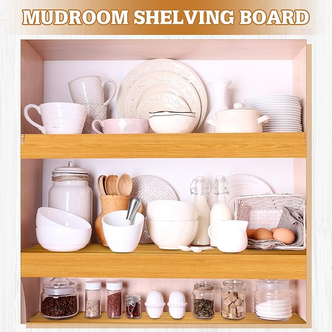 Hoolerry 5 Pcs Wire Shelf Covers Foamed PVC Wire Rack Covers for Removable Closet (Not Wood) Pantry Shelves for Cabinet Bathroom Kitchen Shelving Decoration(Wood Color,30x12 Inch)