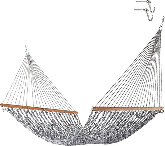 Original Pawleys Island Single Navy Oatmeal Heirloom Tweed DURACORD Rope Hammock with Extension Chains & Tree Hooks, Handcrafted in The USA, 450 LB Weight Capacity, 12 ft. x 50 in.