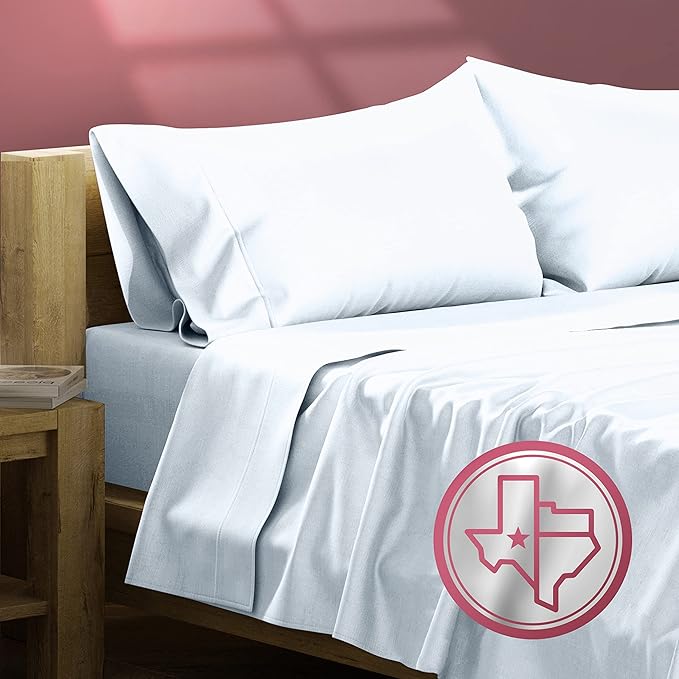 TEXAS LINEN CO. 800 TC Egyptian Cotton Sheets - 4 Piece Light Blue Full Size Cooling Sheet for Hot Sleepers, Soft, Breathable Bed Sheet Set, Luxury Hotel Sheets, Fits Mattress Upto 18'' DEEP Pocket