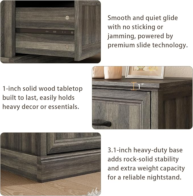 Farmhouse 7 Drawer Dresser for Bedroom, 55 Inch Wide Modern Grey Dresser TV Stand with Large Drawers & Bar Handles, Rustic Wood Chest of Drawers for Bedroom, Living Room, Hallway, Entryway.