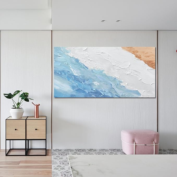 Abstract Canvas Wall Art Decor Wall Pictures for Living Room Art Work for Wall Decor Large Modern Abstract Wall Art Prints White Blue Wall Art Artwork for Walls Bedroom Office Wall Art Decor 24" X 48"