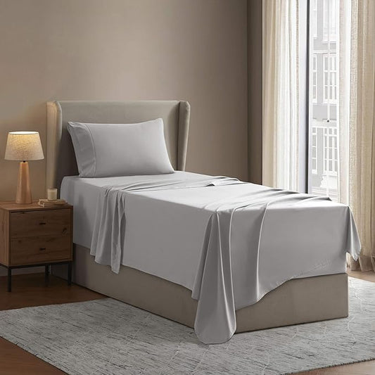 Nestl Twin Sheet Set - 1800 Ultra-Soft Microfiber Twin Bed Sheets - Double Brushed - Deep Pockets - Easy Fit - Extra Soft - 3 Piece Set - Bedding Sheets & Pillowcases (Twin, Light Grey)