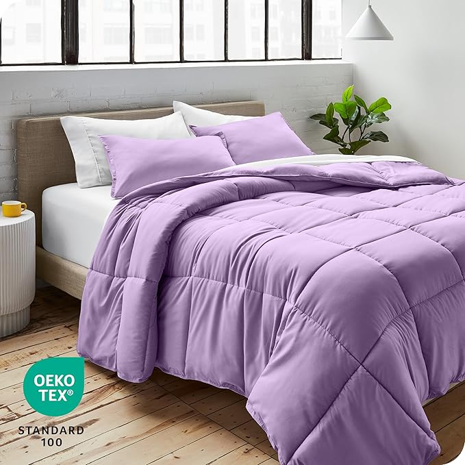 Bare Home Comforter Set - Queen Size - Ultra-Soft - Goose Down Alternative - Premium 1800 Series - All Season Warmth (Queen, Lavender)