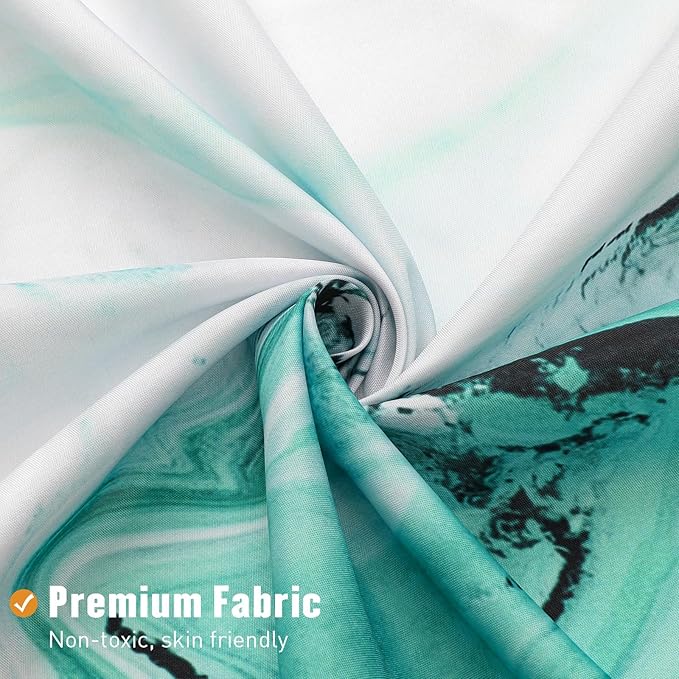 MitoVilla Teal Blue Marble Shower Curtain, Abstract Ombre Fabric Shower Curtains for Modern Bathroom Decor, Turquoise Green Luxury Cloth Watercolor Shower Curtain, 72x72