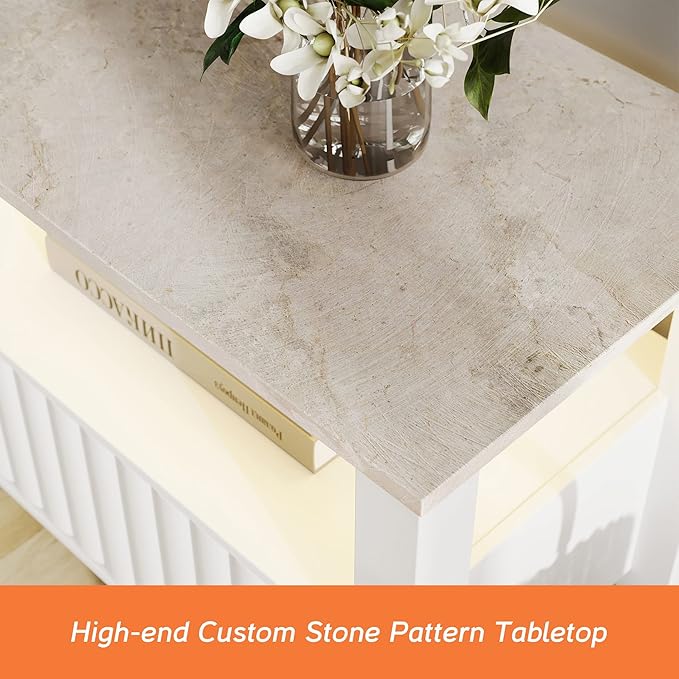 Wampat Fireplace TV Stand for TVs up to 100 Inch, Modern Entertainment Center with 8 Cubby Storage for Living Room, White