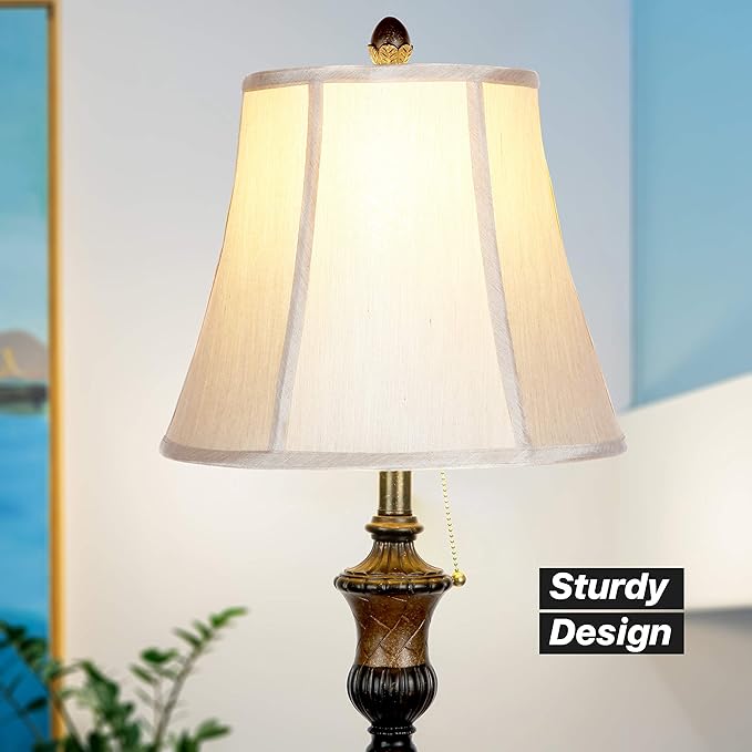 Brightech Sophia LED Floor Lamp, Tall Mid-Century Modern Lamp with Bell Shape Fabric Shade, Great for Bedroom & Living Room Decor - Bronze