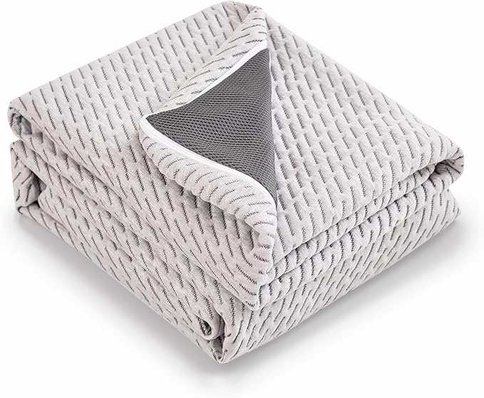 Subrtex Cover for Mattress Topper Queen Size 3 Inch (Only Cover) Mattress Topper Protector Bedding Removable Encasement with Zipper Closure