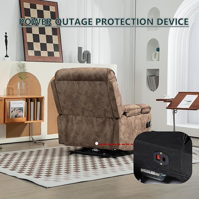 Oversized Extra Wide Power Lift Recliner Chair Extended Footrest for Big Tall Man 400lb, Heavy Duty Recliners with Heat Massage, Arm Storage & Cup Holders, Lay Flat 160° for Elderly Sleeping