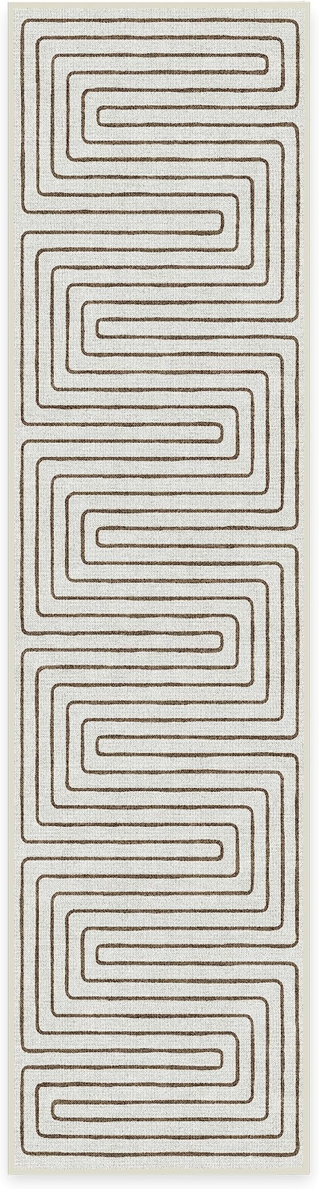 RUGGABLE x Jonathan Adler Machine Washable Modern Runner Rug – Labyrinth Camel/Ivory 2.5x10, Stain-Resistant, Non-Slip – Washable Rug for Hallway, Entryway, Living Room & Kitchen–with Standard Pad