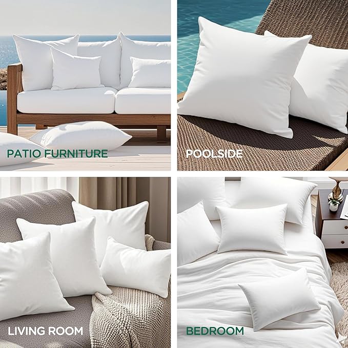 Codi Outdoor Pillow Inserts 20x20 Set of 4, Throw Pillows Waterproof for Patio Furniture