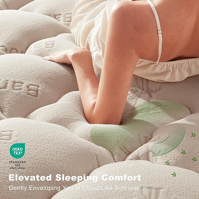 BEDLORE Queen Mattress Topper Viscose Derived from Bamboo, Thick Pillow Top Mattress Pad with Stretchable Pockets for 6-18 inches Mattress, Soft Mattress Topper for Back Pain Relief(Beige)