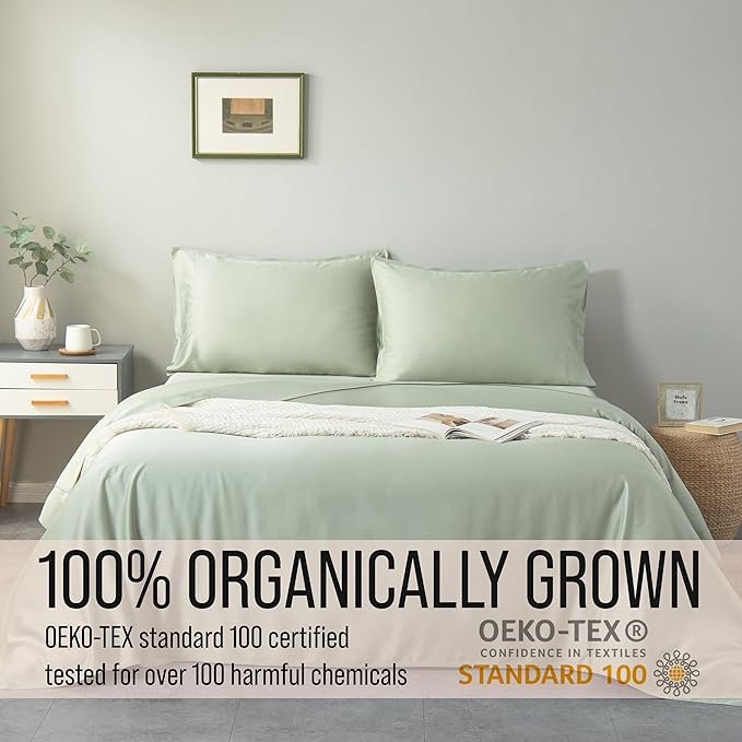 Bella Coterie Luxury Bamboo Viscose Cal King Size Sheet Set | 100% Organically Grown | Ultra Soft | Cooling for Hot Sleepers | 18" Deep Pocket [Sea Glass]