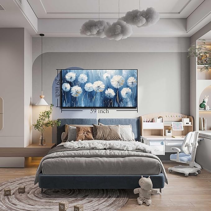 Dandelion Art Wall Decor -Flower Wall Art for Bedroom - Large Picture Frames for Wall Size 29"x 59"