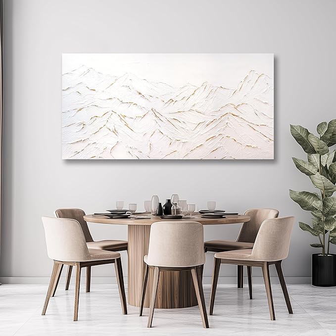 Belmrxne Mountain Wall Decor White Wall Art Abstract Landscape Canvas Painting Wall Prints Artwork for Living Room Bedroom Dining Room Office Home Decor 24x48 Inch